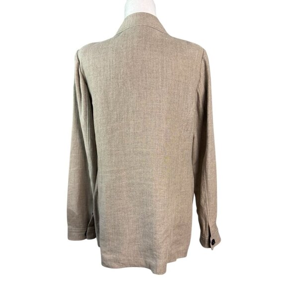 WORTH 100% Linen Tan Skirt Set Long Blazer Jacket w Pencil Skirt Women's M/10 - Picture 7 of 9